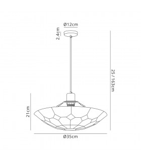 1 Light Ceiling Pendant E27 With 35cm Tiffany Shade, Red, Clear Crystal, Black - 2