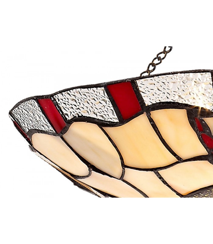 1 Light Ceiling Pendant E27 With 35cm Tiffany Shade, Red, Clear Crystal, Black - 14
