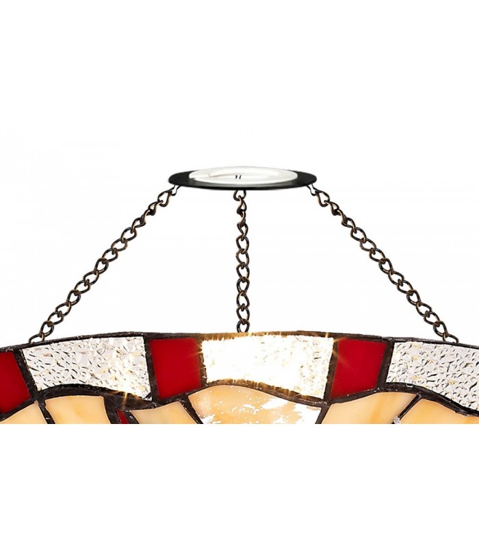 1 Light Ceiling Pendant E27 With 35cm Tiffany Shade, Red, Clear Crystal, Black - 15