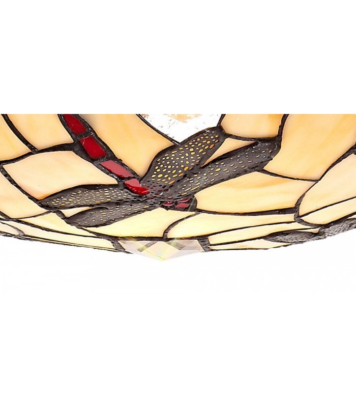 1 Light Ceiling Pendant E27 With 35cm Tiffany Shade, Red, Clear Crystal, Black - 16