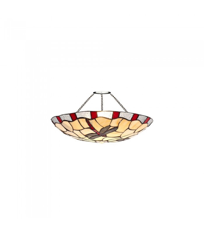 1 Light Ceiling Pendant E27 With 35cm Tiffany Shade, Red, Clear Crystal, Black - 18