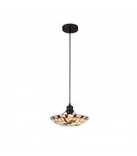 1 Light Ceiling Pendant E27 With 35cm Tiffany Shade, Blue, Clear Crystal, Black - 1