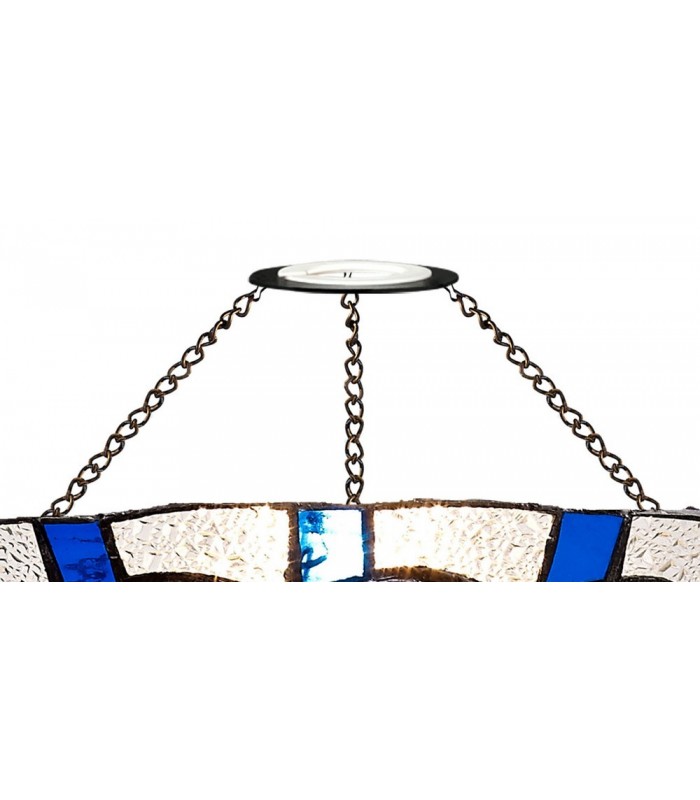 1 Light Ceiling Pendant E27 With 35cm Tiffany Shade, Blue, Clear Crystal, Black - 14