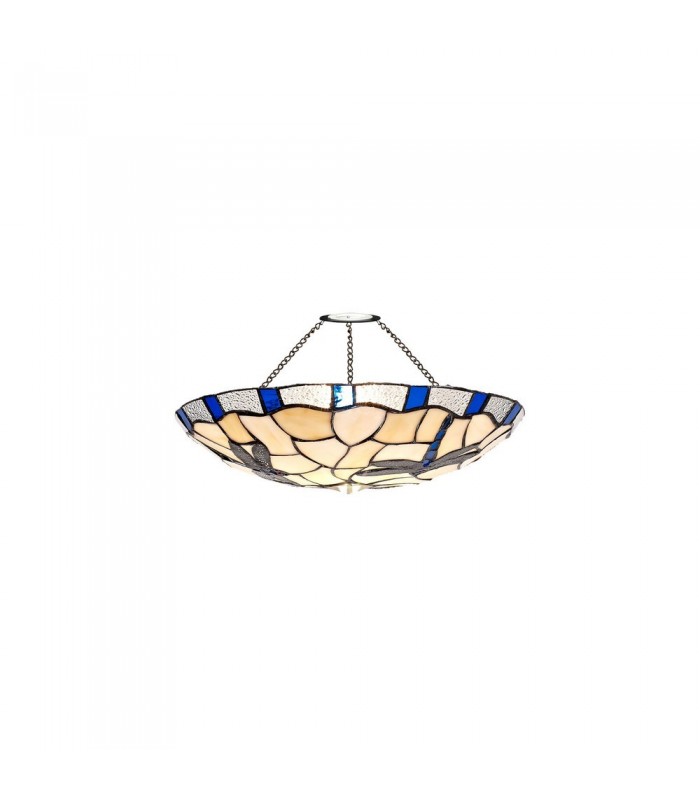 1 Light Ceiling Pendant E27 With 35cm Tiffany Shade, Blue, Clear Crystal, Black - 18