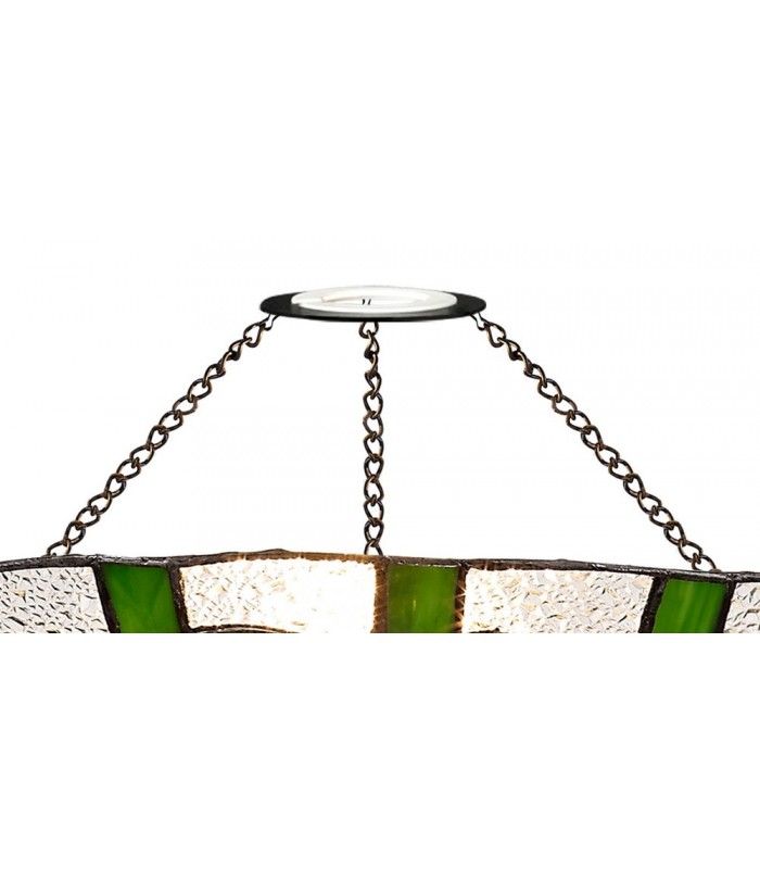 1 Light Ceiling Pendant E27 With 35cm Tiffany Shade, Green, Clear Crystal, Black - 14