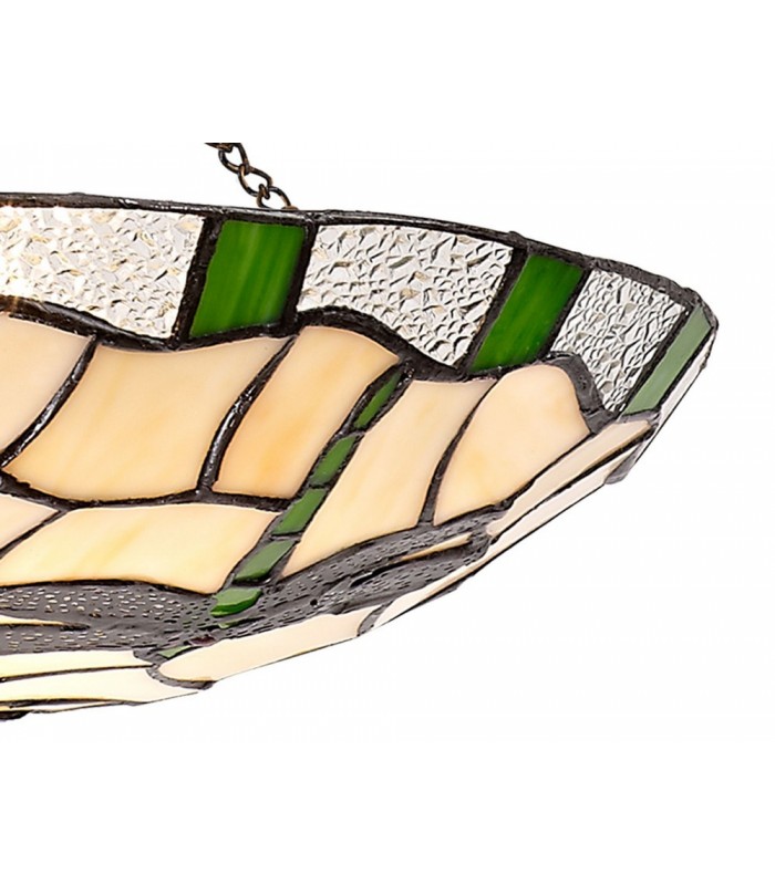 1 Light Ceiling Pendant E27 With 35cm Tiffany Shade, Green, Clear Crystal, Black - 15