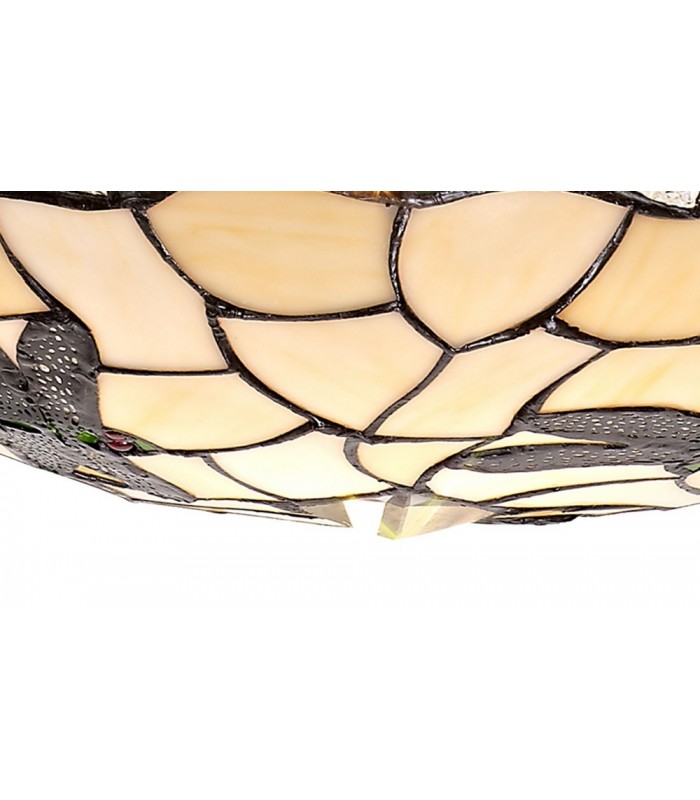 1 Light Ceiling Pendant E27 With 35cm Tiffany Shade, Green, Clear Crystal, Black - 16