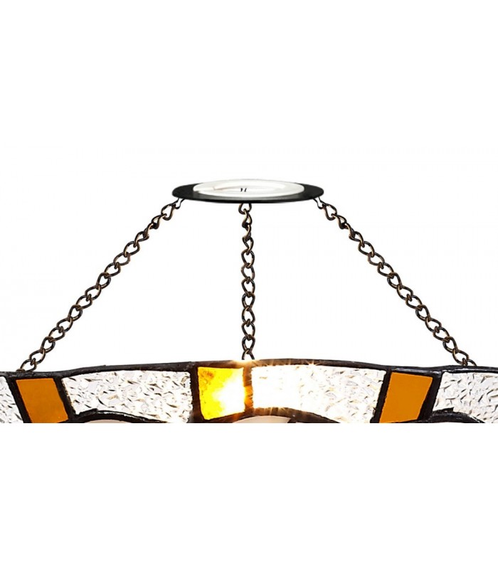 1 Light Ceiling Pendant E27 With 35cm Tiffany Shade, Amber, Clear Crystal, Black - 14