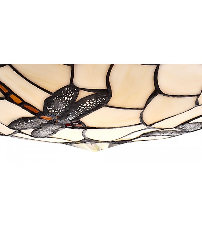 1 Light Ceiling Pendant E27 With 35cm Tiffany Shade, Amber, Clear Crystal, Black - 16
