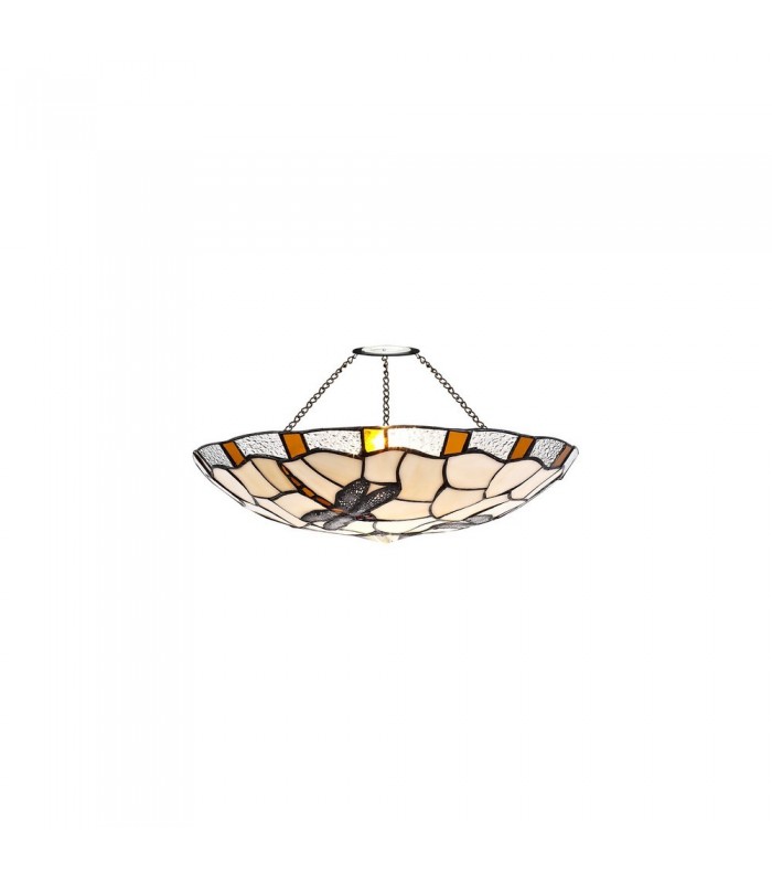 1 Light Ceiling Pendant E27 With 35cm Tiffany Shade, Amber, Clear Crystal, Black - 18