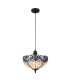 1 Light Uplighter Ceiling Pendant E27 With 30cm Tiffany Shade, Blue, Clear Crystal, Black - 1