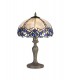 1 Light Curved Table Lamp E27 With 30cm Tiffany Shade, Blue, Clear Crystal, Aged Antique Brass - 1