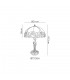 1 Light Curved Table Lamp E27 With 30cm Tiffany Shade, Blue, Clear Crystal, Aged Antique Brass - 2