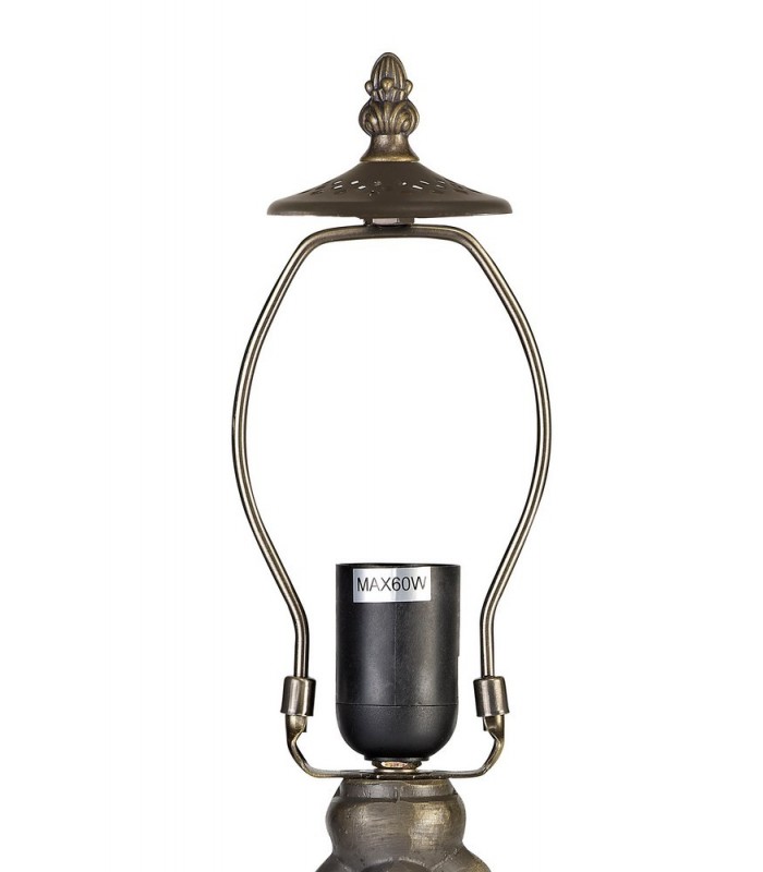 1 Light Curved Table Lamp E27 With 30cm Tiffany Shade, Blue, Clear Crystal, Aged Antique Brass - 4