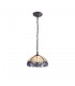 1 Light Downlight Ceiling Pendant E27 With 30cm Tiffany Shade, Blue, Clear Crystal, Aged Antique Brass - 1