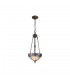 2 Light Uplighter Ceiling Pendant E27 With 30cm Tiffany Shade, Blue, Clear Crystal, Aged Antique Brass - 1