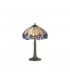 2 Light Tree Like Table Lamp E27 With 40cm Tiffany Shade, Blue, Clear Crystal, Aged Antique Brass - 1