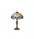 2 Light Curved Table Lamp E27 With 40cm Tiffany Shade, Blue, Clear Crystal, Aged Antique Brass - 1