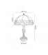 2 Light Curved Table Lamp E27 With 40cm Tiffany Shade, Blue, Clear Crystal, Aged Antique Brass - 2