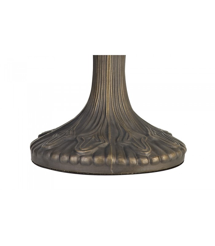 2 Light Curved Table Lamp E27 With 40cm Tiffany Shade, Blue, Clear Crystal, Aged Antique Brass - 3