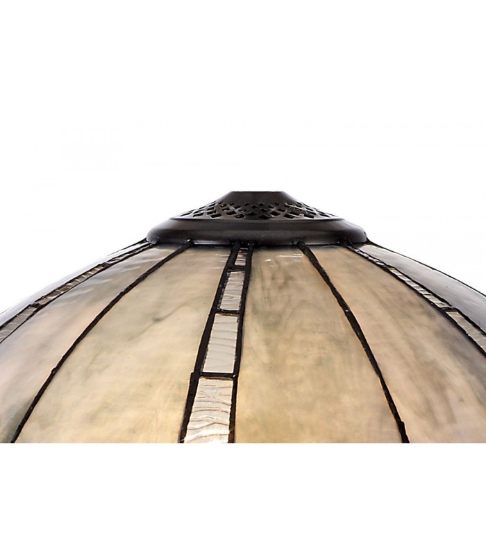2 Light Curved Table Lamp E27 With 40cm Tiffany Shade, Blue, Clear Crystal, Aged Antique Brass - 9