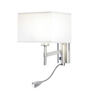 LED 2 Light Indoor Wall Light Satin Nickel with Reading Lamp, E27 - 1