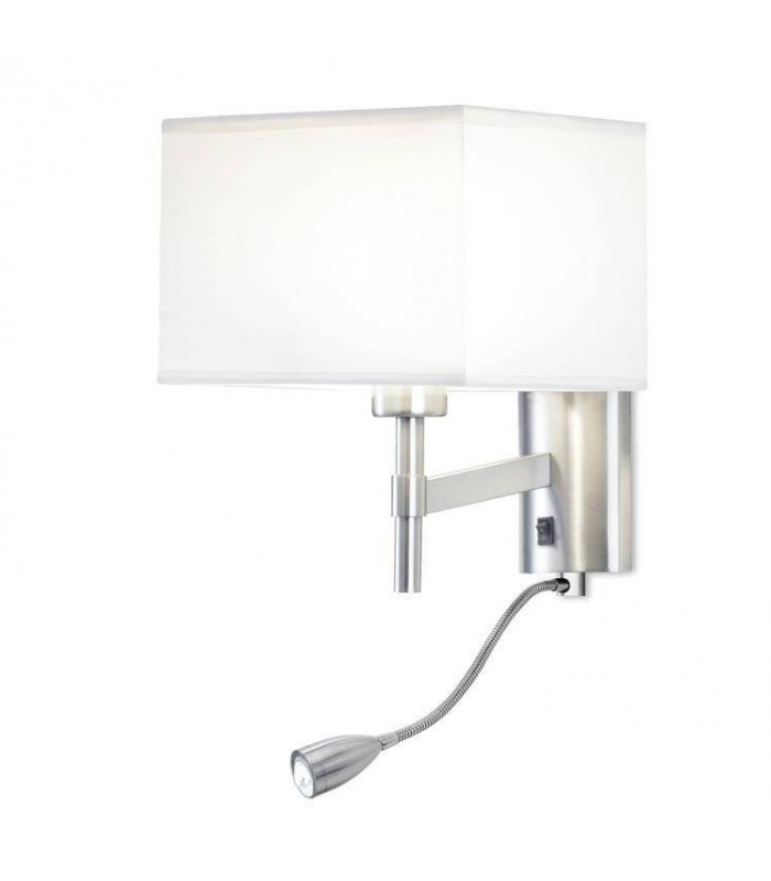LED 2 Light Indoor Wall Light Satin Nickel with Reading Lamp, E27 - 1