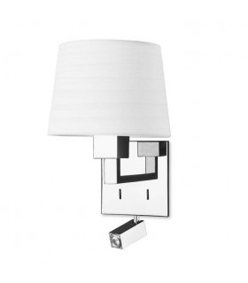 LED 2 Light Indoor Wall Light Chrome with Reading Lamp, E27 - 1