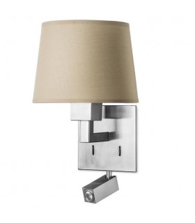 LED 2 Light Indoor Wall Light Satin Nickel with Reading Lamp, E27 - 1