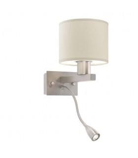 LED 2 Light Indoor Wall Light Satin Nickel with Reading Lamp, E27 - 1