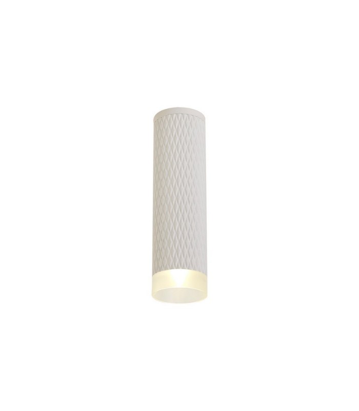 1 Light 20cm Surface Mounted Ceiling GU10, Sand White, Acrylic Ring - 1
