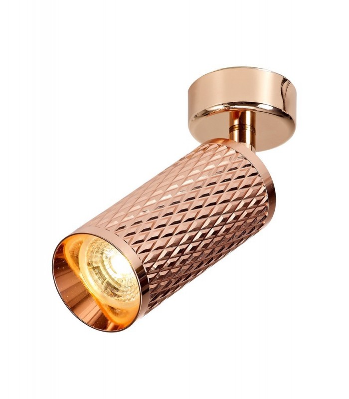 1 Light Surface Mounted Spotlight GU10, Rose Gold, Acrylic Ring - 12