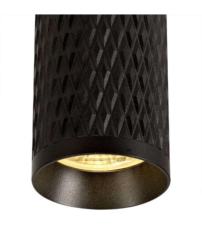 1 Light 20cm Ceiling Pendant Light GU10, Sand Black, Acrylic Ring - 7
