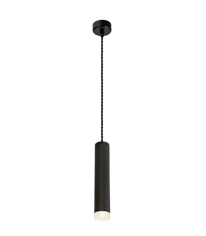 1 Light 30cm Ceiling Pendant Light GU10, Sand Black, Acrylic Ring - 1