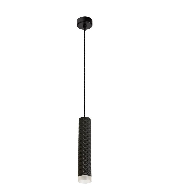 1 Light 30cm Ceiling Pendant Light GU10, Sand Black, Acrylic Ring - 3