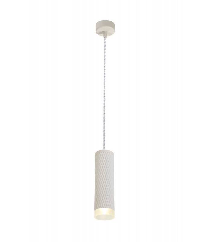 1 Light 20cm Ceiling Pendant Light GU10, Sand White, Acrylic Ring - 1