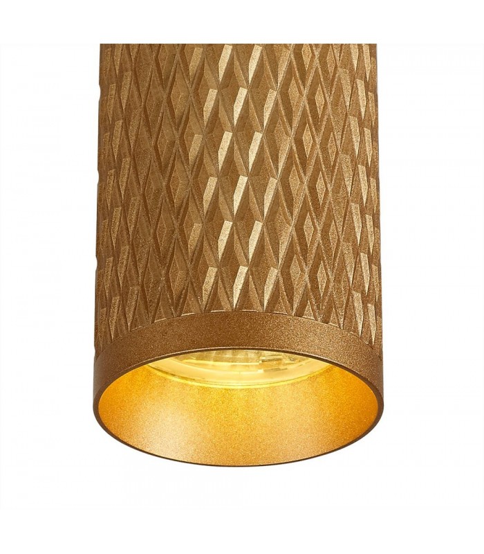1 Light 20cm Ceiling Pendant Light GU10, Champagne Gold, Acrylic Ring - 7