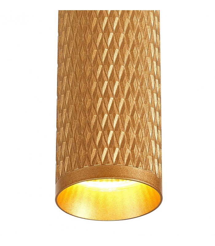 1 Light 30cm Ceiling Pendant Light GU10, Champagne Gold, Acrylic Ring - 7