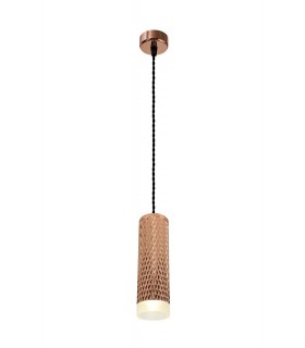 1 Light 20cm Ceiling Pendant Light GU10, Rose Gold, Acrylic Ring - 1