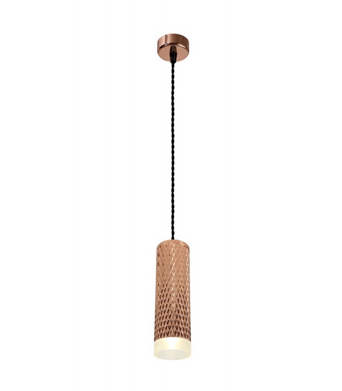 1 Light 20cm Ceiling Pendant Light GU10, Rose Gold, Acrylic Ring - 1
