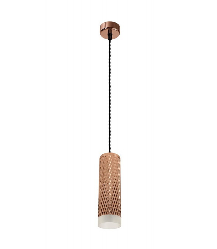 1 Light 20cm Ceiling Pendant Light GU10, Rose Gold, Acrylic Ring - 3