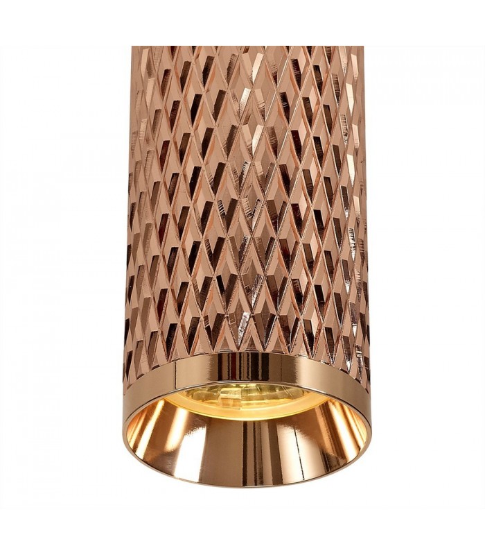 1 Light 20cm Ceiling Pendant Light GU10, Rose Gold, Acrylic Ring - 7