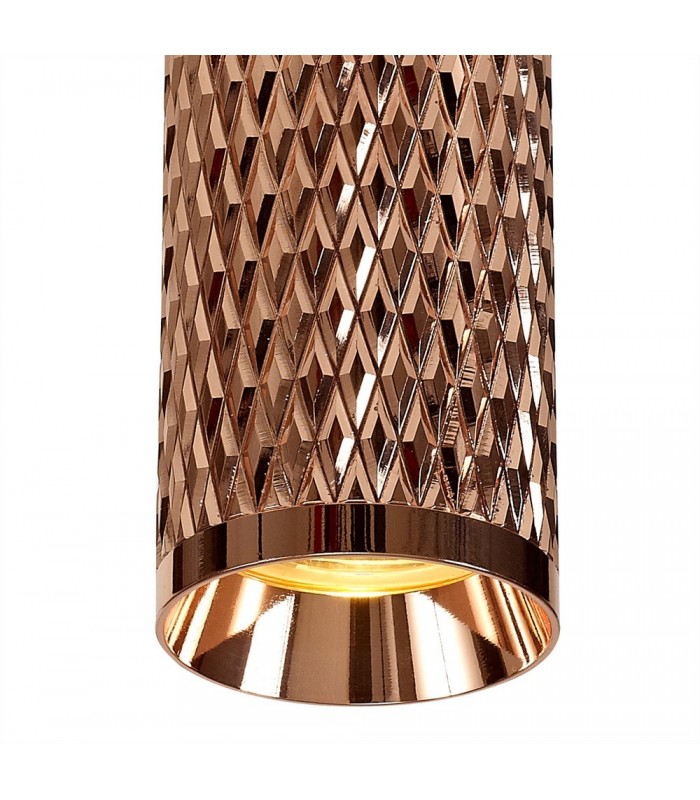 1 Light 30cm Ceiling Pendant Light GU10, Rose Gold, Acrylic Ring - 7