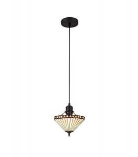 1 Light Uplighter Ceiling Pendant E27 With 30cm Tiffany Shade, Amber, Crystal, Black - 1