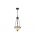 2 Light Uplighter Ceiling Pendant E27 With 30cm Tiffany Shade, Amber, Crystal, Aged Antique Brass - 1
