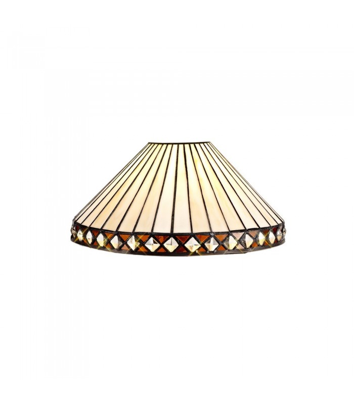 2 Light Uplighter Ceiling Pendant E27 With 30cm Tiffany Shade, Amber, Crystal, Aged Antique Brass - 12