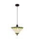 1 Light Uplighter Ceiling Pendant E27 With 30cm Tiffany Shade, Green, Crystal, Black - 1