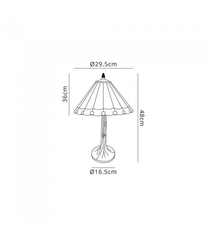 1 Light Tree Like Table Lamp E27 With 30cm Tiffany Shade, Green, Crystal, Aged Antique Brass - 2