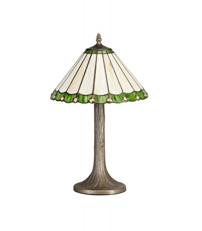 1 Light Tree Like Table Lamp E27 With 30cm Tiffany Shade, Green, Crystal, Aged Antique Brass - 3