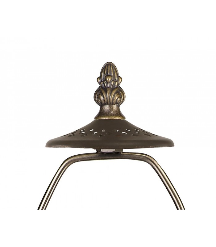 1 Light Curved Table Lamp E27 With 30cm Tiffany Shade, Green, Crystal, Aged Antique Brass - 5